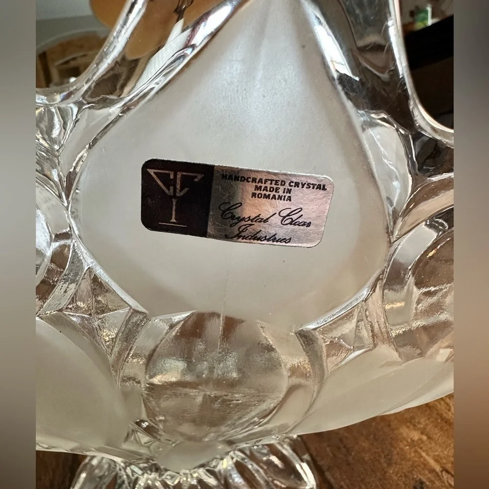 Crystal Clear Studios Moravia Hand Finished Crystal Oval Bowl With Fluted Edge
